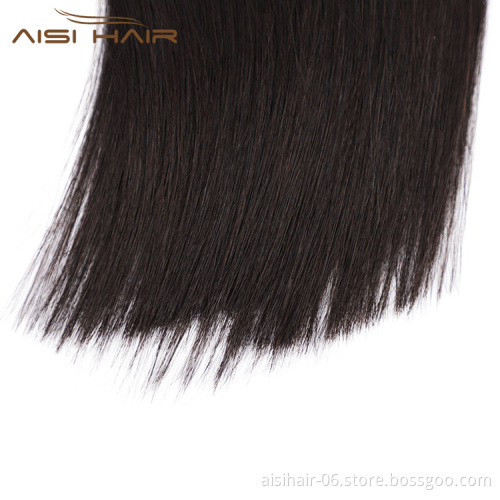 Aisi Hair 10A Unprocessed Color 1B Human Hair Double Drawn Pre Bonded Keratin I Tip Human Hair Extension For Women